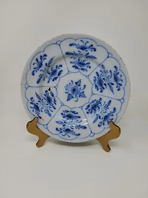 Buy English Blue & White Delft Ware Plate 10 1/4  C. 1750 Floral • 311.08£