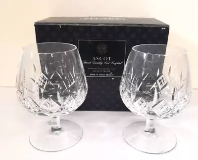 Buy Stuart Crystal Ascot Crystal Set Of Two Boxed 12 Oz Brandy Glasses Alcohol Grass • 28.34£