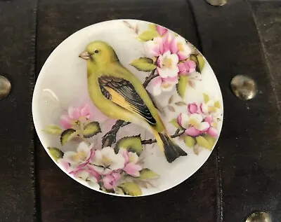 Buy Vintage Porcelain Trinket Plate Fenton Green Finch & Cherry Blossoms 5.5cm Wide • 12.99£