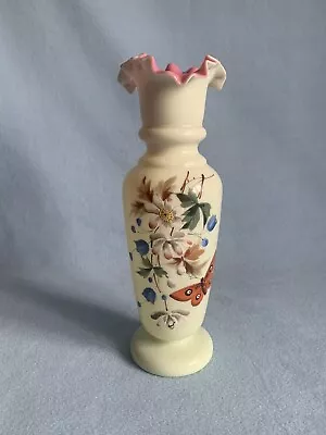 Buy Stunning Antique Victorian Bristol  Opaque Glass  Hand Painted  Vase • 35£