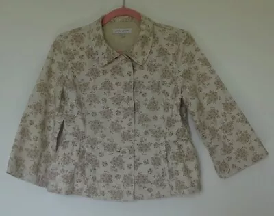 Buy Laura Ashley Cream Floral Cotton Jacket Size 12 Great Condition • 8.99£
