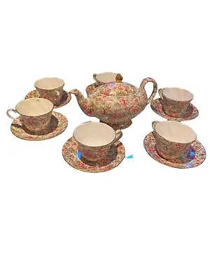 Buy Vintage Rare Tea Set James Sadler Florence Chintz , Teapot, Cups And Saucers • 123.46£