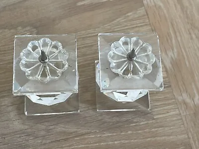 Buy Vintage Pair Of Lead Crystal Candle Holders With Pins Good Condition • 12£