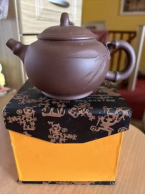Buy Chinese 20c Yixing Terracotta Tea Pot 6.5  Signed Script Base & Under Lid Boxed • 17.99£