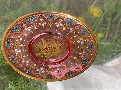 Buy Moser - Bohemian Enameled & Gold Gilded Hand Painted Saucer • 19.99£