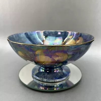 Buy Vintage Grimwades Byzanta Ware Pedestal Blue Fruit 7” Pottery Bowl Lustreware UK • 43.37£