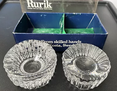 Buy Swedish Rurik Glass Design Ann Och Goran Warff Kosta 2 Pack Candlestick Holders • 20£