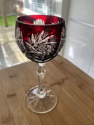 Buy Single Ruby Red Bohemian Crystal Glass Wine/ Hock Glass 5”/ 17.5cm Tall • 10£