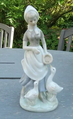 Buy Lladro Style Figurine -  Girl With Geese And Feeding Basket  • 12.50£