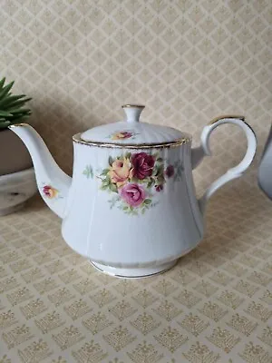 Buy Royal Stafford Tea Pot Vintage Bouquet Roses White Handle Lid 2 Pints Floral • 45£