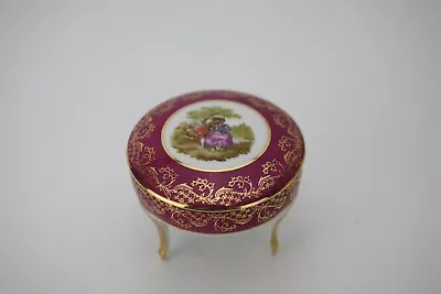 Buy Vintage(1970s) Limoges La Reine Porcelain 3 Legged Lidded Jewel/Trinket Box • 16£