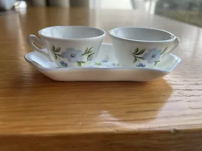 Buy Miniature Vintage Crown Staffordshire China Double Saucer And 2 X Tea Cups • 12.50£
