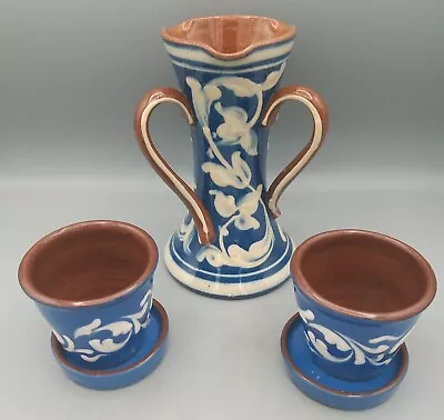 Buy Devon Pottery Three Handled Vase & 2 X Miniature Planters With Trays VGC • 5.99£