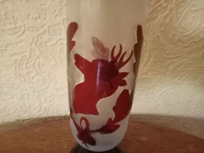 Buy Antique Victorian Ruby Red Bohemian Glass Hand Blown Vase • 15£
