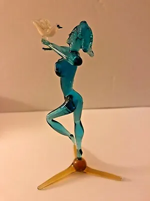 Buy Exquisite Glass Lady With Dove Figurine - Late 1940's • 65£