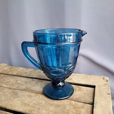 Buy Lovely Cobalt Blue Glass Water Pitcher Jug Beautiful Design Heavy Chunky  • 15£