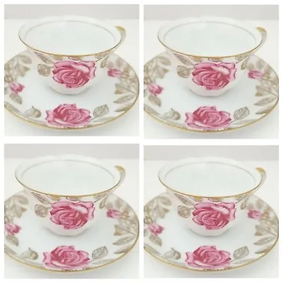 Buy Kings Court China Pink Rose Set Of 4 Teacup And Saucer Pompadour Japan 4025 • 22.67£