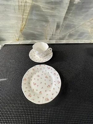 Buy Queen's Rosina Tea Cup-Saucer-Plate Pattern Fleur Fine Bone China Pink Flower • 28.82£