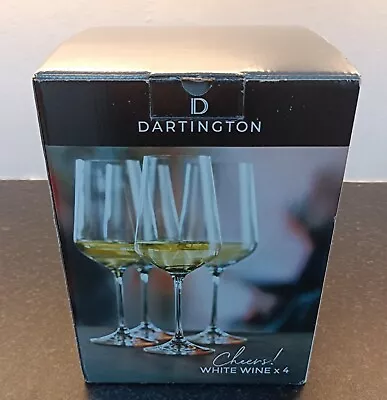 Buy 4 Dartington  Cheers!   Crystal White Wine Glasses. Boxed • 15£