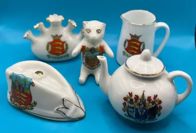 Buy 5 X ESSEX Vintage Crested Souvenir Bone China Ware Miniatures Collectables #2 • 5.99£