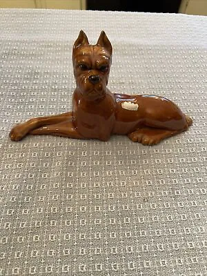 Buy Mcm HAEGER Art Pottery Reclining BOXER Dog Royal Hickman 1950s Usa • 38.42£