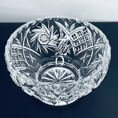 Buy Beautiful Vintage Czech Bohemian Cut Lead Crystal Glass Bowl Nuts Trinket 10x6cm • 15£