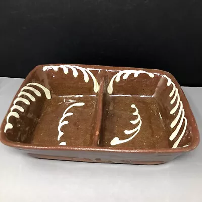Buy 19th Century Welsh Buckley Ware 2 Section Serving Dish With Feather Slip #1277 • 100£