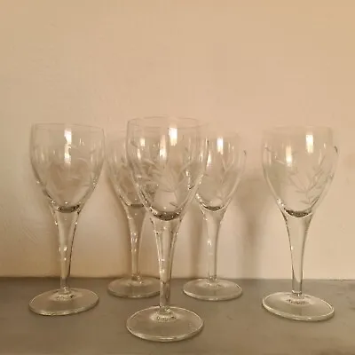Buy 5 X Gleneagle Crystal White Wine Glasses. Aria Pattern. VGC  • 20.99£
