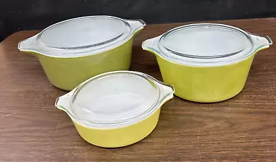 Buy Vintage PYREX  CASSEROLE SET 475, 474 And 471 With Lids • 28.46£