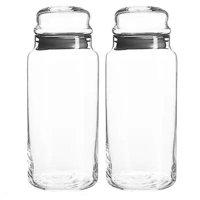 Buy LAV 2x Sera Glass Storage Jars Sweet Candy Food Pots Sealed Lid 1.4L Black • 12£