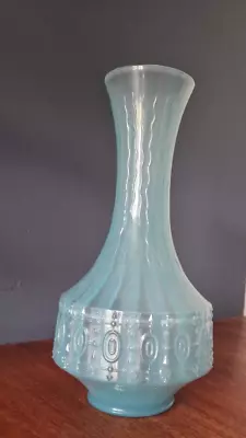 Buy Vintage Powder Blue Vase Art Glass Mid Century Fluted 25cmH • 27£