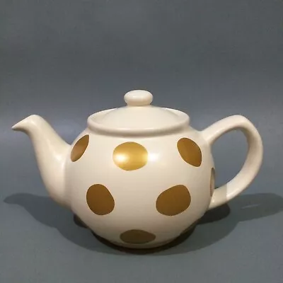 Buy Price Kensington Pottery Tea Pot Gold Polka Dot • 7.95£