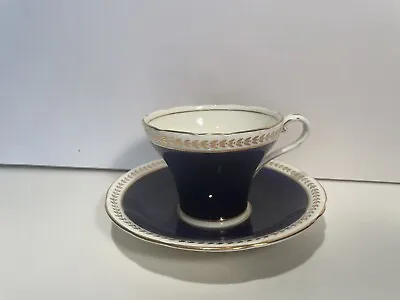 Buy Vintage Aynsley Cobalt Blue Gold Wreath Tea Cup And Saucer Excellent Condition • 23.97£