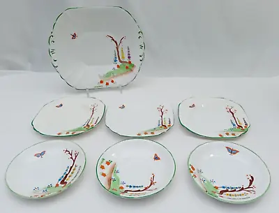 Buy Vintage Melba Fine Bone China Hand Painted Saucers, Side Plates & Platter • 21.60£