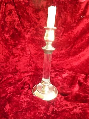 Buy Vintage Candle Stick Silver Coloured With Glass Stem • 19.50£