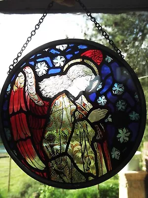 Buy William Morris Cattistock Church Praying Angel 2.5  Stained Glass Roundel • 24.99£