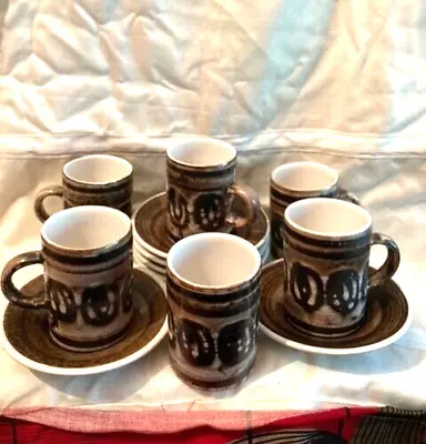 Buy Vintage Cinque Ports Pottery The Monastery Rye 6 X Coffee Cups & Saucers • 14£