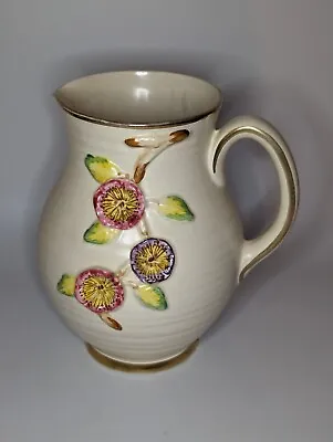 Buy Arthur Wood Vintage 1930s Floral Jug Vase Gilt Detail Flowers  • 9£