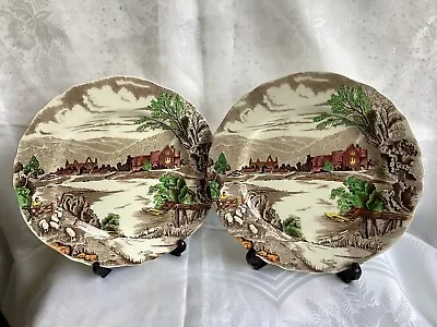 Buy Two Vintage Alfred Meakin 9  Plates 'TINTERN'. Hand Painted/Engraved Design 22cm • 5£