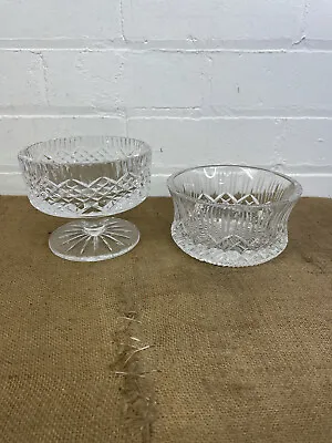 Buy Two Vintage Tyrone Crystal Cut Glass Bowls - One A/F • 17£