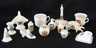 Buy 15 Crested Ware Souvenirs Of, Rhyl, Harrogate & Blackpool Etc. By Various Makers • 8.95£