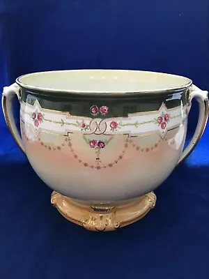 Buy Antique CETEM Ware Porcelain Pot Jardinere Vase 1909-1920 Green Pink Rose Gold • 105.93£
