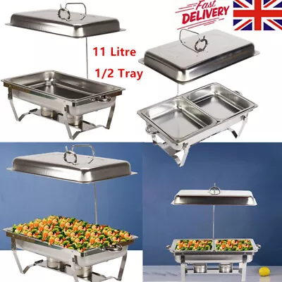 Buy 11 Litre Buffet Chafing Dish Food Warmer Hot Plate 1/2 Tray With Lid Hook • 44.55£