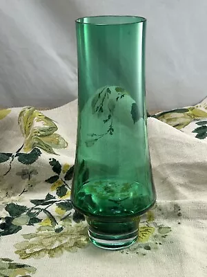 Buy VINTAGE 1970s RIIHIMAAEIN LASI OY (RIIHIMAKI ) Finnish Green Glass Vase 25cm MCM • 35£