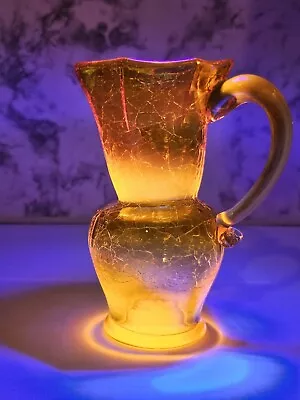 Buy Med. Vintage Amberina Crackle Glass 5  Vase Glows • 15.82£
