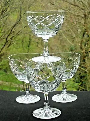 Buy Set X4 Webb Corbett Crystal Prince Charles Champagne Coupe Glasses 4 1/8 Vintage • 10.50£