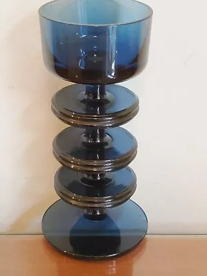 Buy Wedgwood Sheringham Three Disk Midnight Blue Glass Candlestick Stennett Wilson • 89.99£
