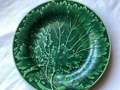 Buy Antique Majolica Cabbage Vine Leaf Majolica Plate • 10£