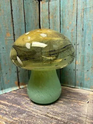 Buy Large Blown Glass Hollow Mushroom Toadstool Green Gold Copper Glittery 7.5  Tall • 56.95£