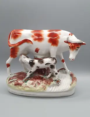 Buy Staffordshire Cow With Calf Figurine (slight Damage) • 45£